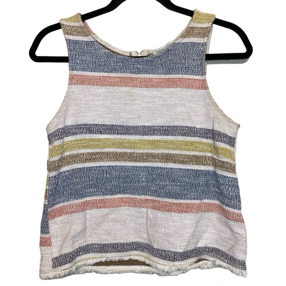 Green Envelope Stripped Textured Tank